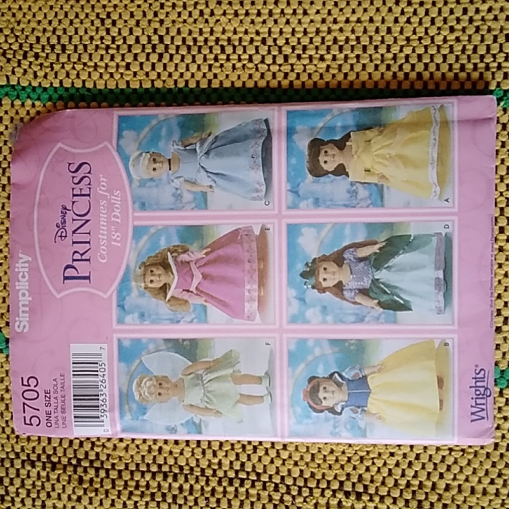 Simplicity Sewing Pattern 5705 Disney Princess Tinkerbell Costume for 18” Dolls
